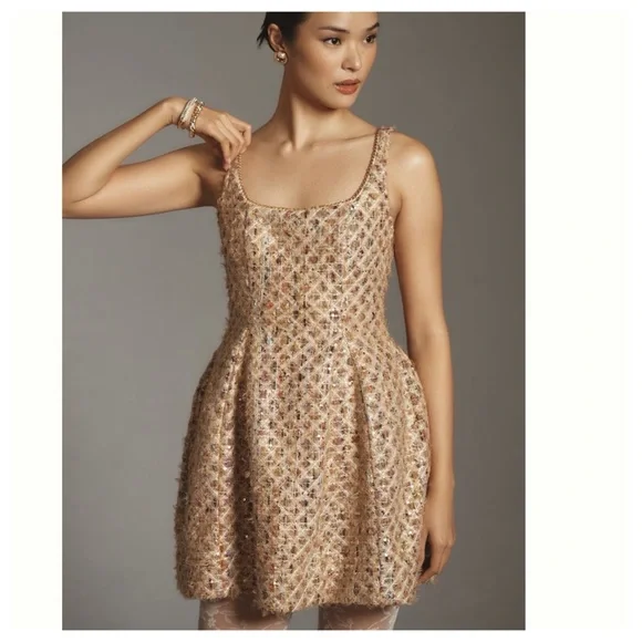NWT Anthropologie Maeve Tweed Fit & Flare Mini Dress - Picture 1 of 16
